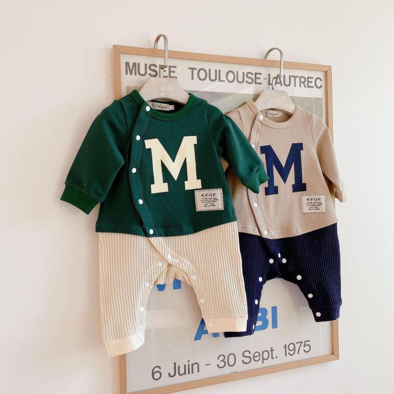 

2021 Spring New Letter Print Baby Clothes Boys Cotton Long Sleeve Rompers Infant Girls One Piece Jumpsuit Comfortable Dfni, 211h14green