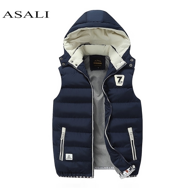 

Hooded Men Winter Fleece Vest Male Thick Warm Waistcoat Cotton Casual Soft Vests Mens Windproof Sleeveless Jacket Parkas 201118, Hq1618 khaki