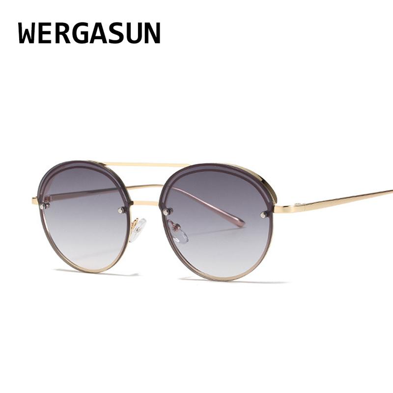 

Sunglasses WERGASUN Vintage Men Brand Design Round Glasses Metal Women Mirror Shades UV400 Gafas De Sol