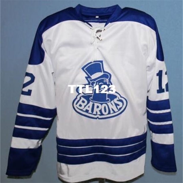 

Real 740 real Full embroidery CLEVELAND BARONS AHL RETRO HOCKEY JERSEY 1971 BARRIE MEISSNE Hockey Jersey or custom any name or number Jersey, White