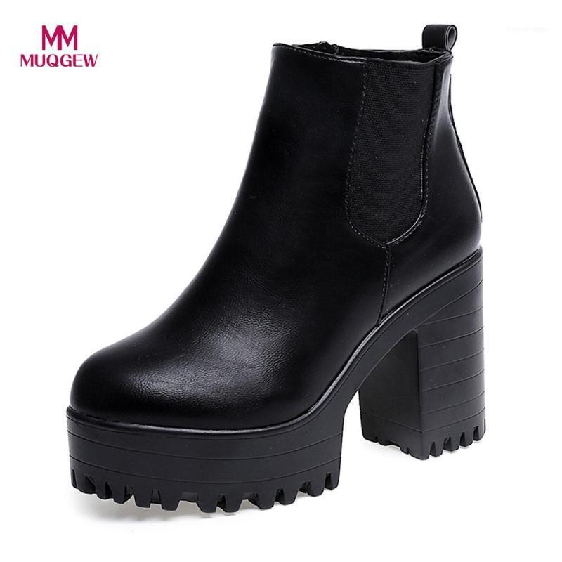 

Women 10cm Boots Square Heel Platforms Leather Thigh High Pump Boots Shoes Black Ankle For Woman Brand Design Ladies Shoes1