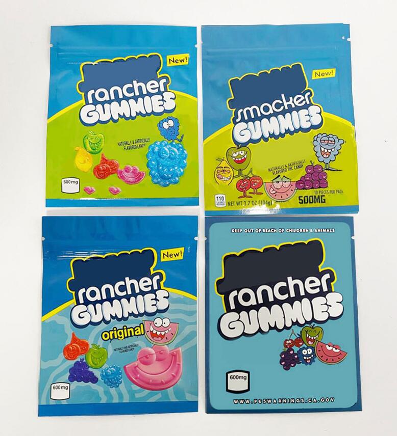 

plastic packaging bags jo lly Ran cher rma ch er gummies so urs artifcially ca ndy resealable Edibles 600mg 500mg pack bag