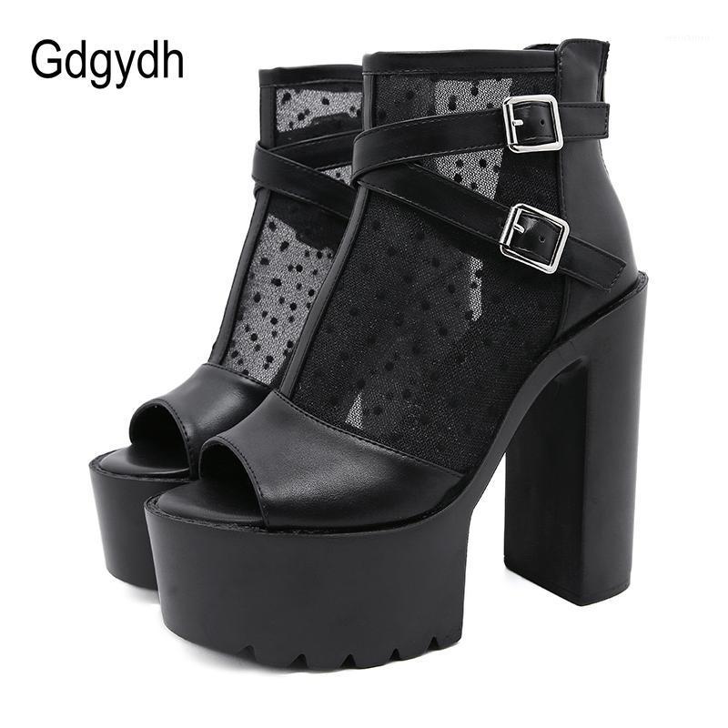 

Gdgydh Open Toe Sexy High Heels Boots Women Fetish Air Mesh Platform Boots For Summer Breathable Gothic Nightclub Shoes Bride1, Black shoes