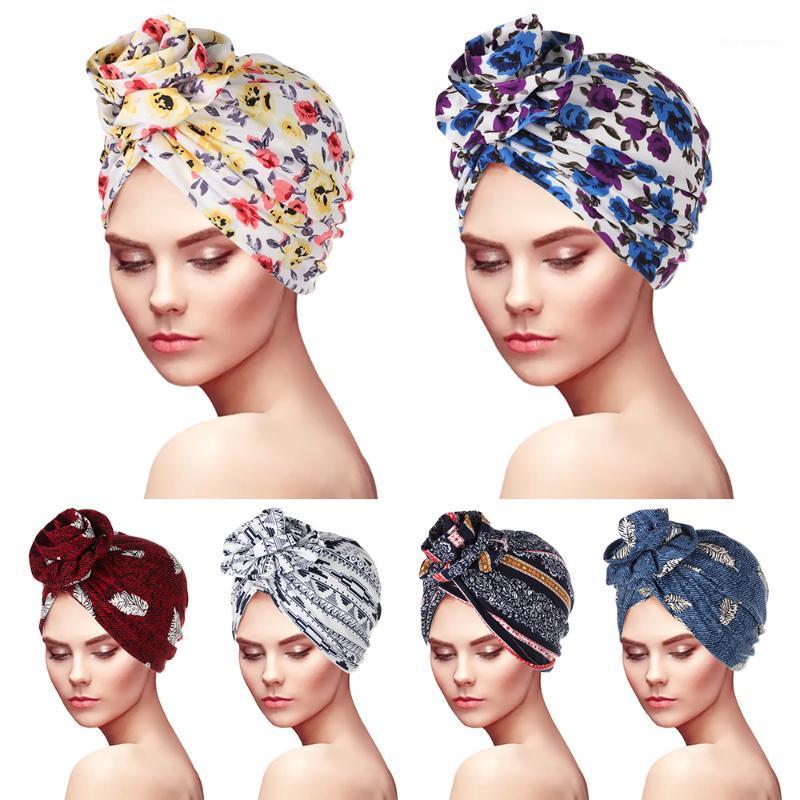 

Fashion Adjustable Flower Pattern Muslim Turban Cancer Head Scarf Chemo Hair Loss Hat Headwear Bandana Chemo Pirate Cap1