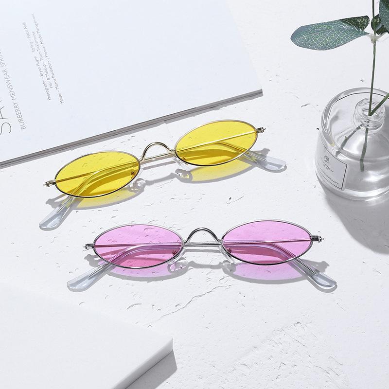 

Sunglasses 2021 Vintage Sexy Lady Small Oval Women Fashion Colorful Glasses Eyewear Metal Frame Sun For Female UV4001