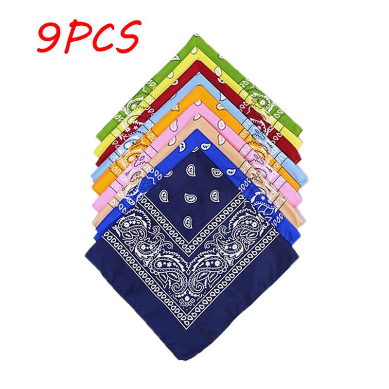 

Men Women All-match 9PCS Paisley Bandanas Multi Colored Set Cowboy Bandana Head Scarf Double Sided New Autumn Winter Bandanna