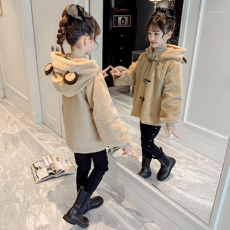

Girls Plus Fleece Jacket Thick Autumn And Winter 2020 New Foreign Style Winter Clothes Big Children's Warm Jacket Quilted Childr1, Beige