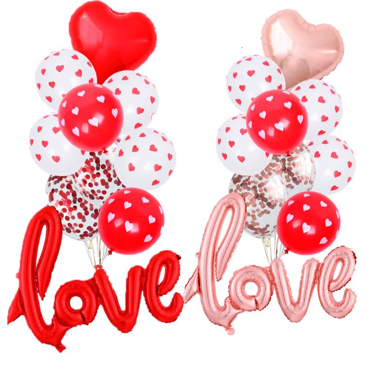 

1Set Heart Love Balloons Confetti Balloon For Valentine's Day Gift Wedding Christmas New Year Birthday Decoration Party Supplies