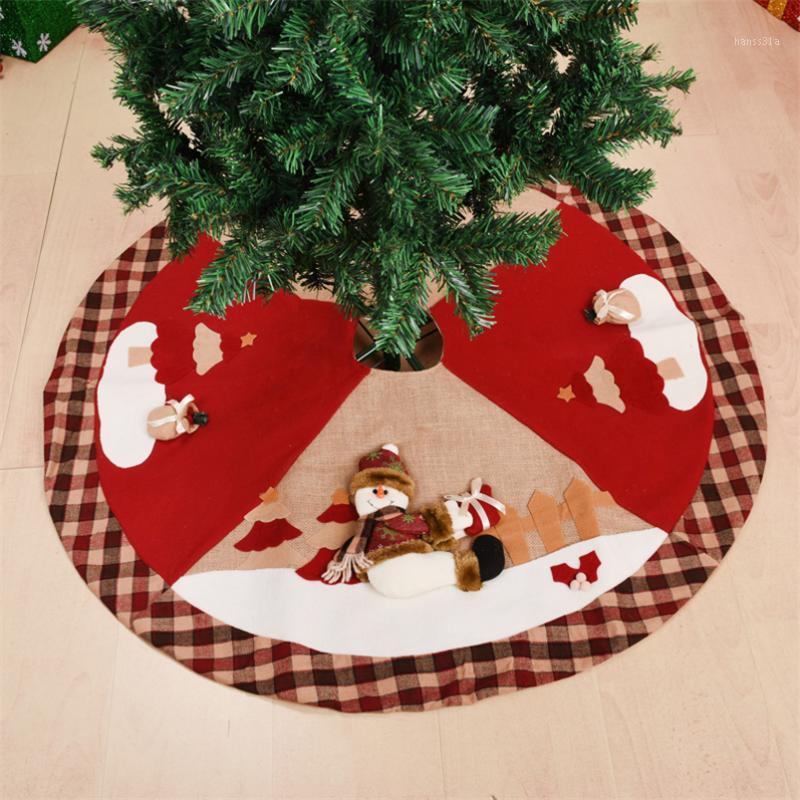 

Big 100cm christmas tree skirt carpet Aprons Santa Claus Snowman Red Xmas Tree Ornament New Year falda arbol de navidad 20201