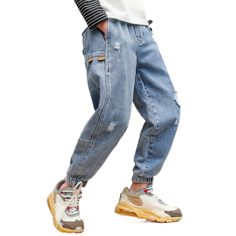 

Boys Jeans Ripped Hole Pants 2021 Big Kids Boys Loose Jogger Harem Pants High Waist Denim Cotton Trousers 6 8 10 12 14 16 Yrs, Blue