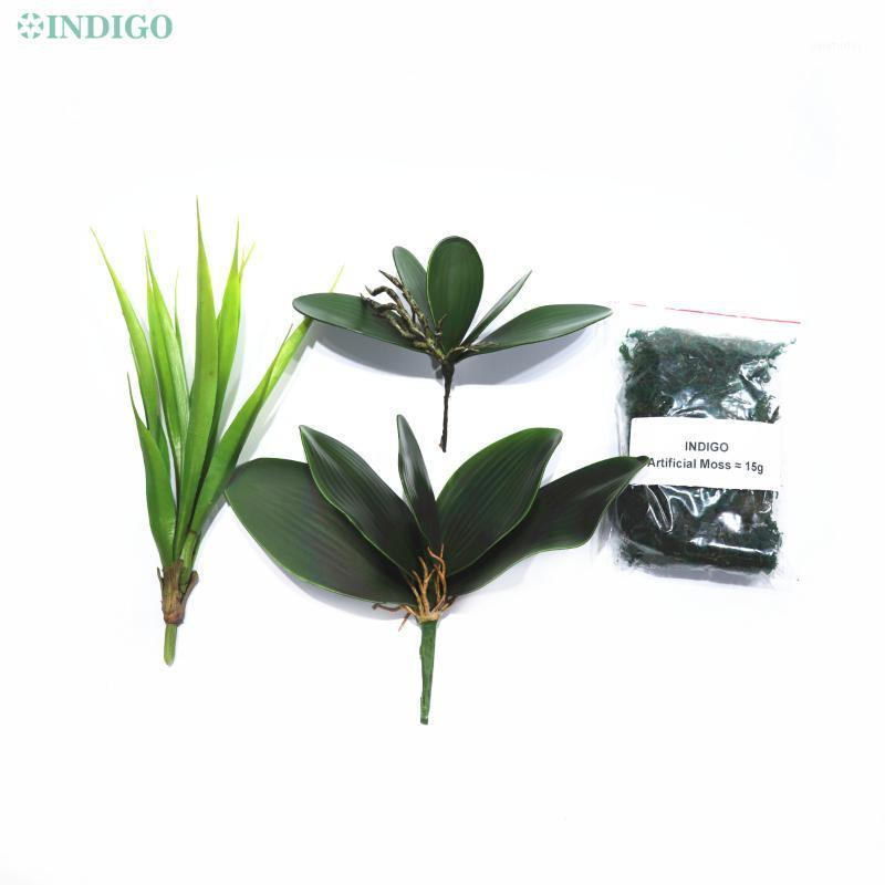 

INDIGO- Orchid Leaves Branch Real Touch Flower Arrangment Accessory Moss Flower Phalaenopsis Butterfly Orchid Leaf1, Fluorescence yellow