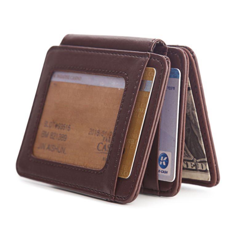 

Korean style PU leather Trifold Small Men's Magic Wallet Holders For Man Mini Purse Male Money Bag Ticket Cash Clip, Random color