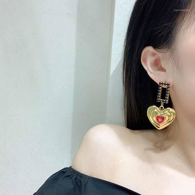 

Exaggerated Personality Earrings 2022 Retro Fashion Love Exquisite High Quality Fashionable Female Crystal Lovely Stud, Golden;silver