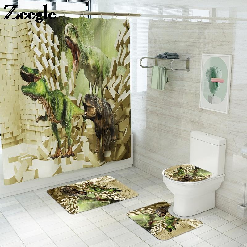 

Cartoon Bath Mat Waterproof Shower CurtainCreative Printed Bathroom Carpet Rug Polyester Shower Room Non Slip Floor Mat