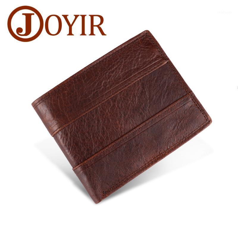 

JOYIR New Business Men's Wallet Genuine Leather Men Wallets Vintage Short Wallet Cowhide Coin Purse Money Holder1, Black