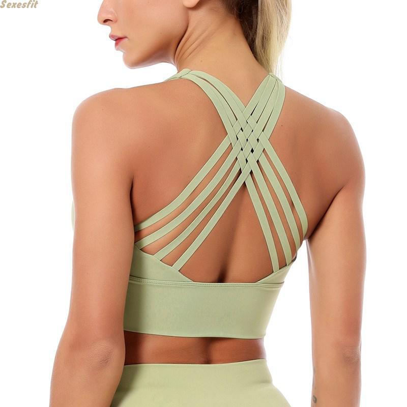 

2020 New Multiple Shoulder Straps Cross Classic Shockproof Sports Bras Women Gym Fitness Quick Dry Yoga Bra Crop Top Push Up Bra, Black