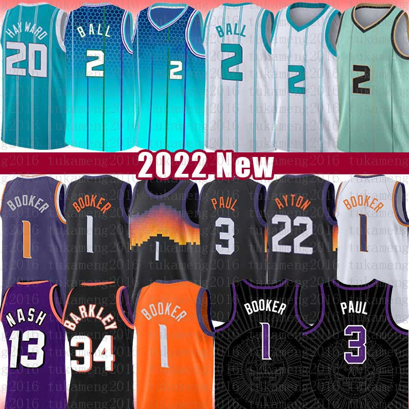 

Basketball Jerseys LaMelo Ball Devin Booker Chris Paul Mens Gordon Hayward DeAndre Ayton Steve Nash Charles Barkley Jersey 2 1 3 20 22, 2021 jersey