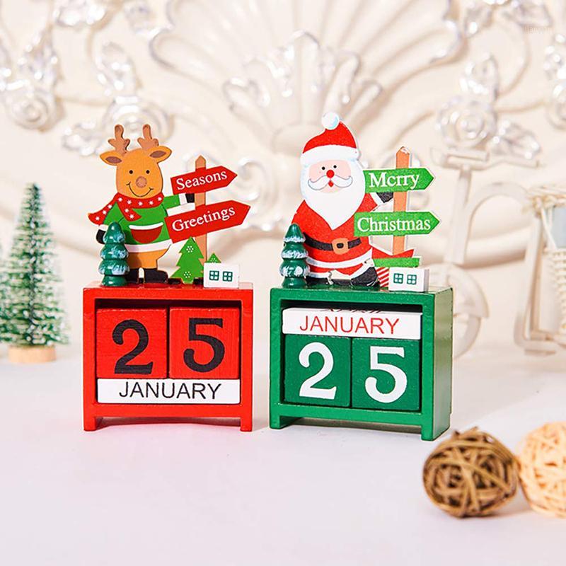 

1Pcs Creative Wooden Christmas Decorations Calendar Cute Stereoscopic Building Blocks Calendar For Christmas Countdown1