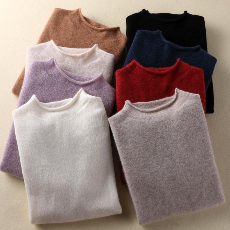 

100% Pure Cashmere Sweaters and Pullovers Women Winter Elasticity Soft Warm O-Neck Female Basic 8Colors Standard Jumpers, Black