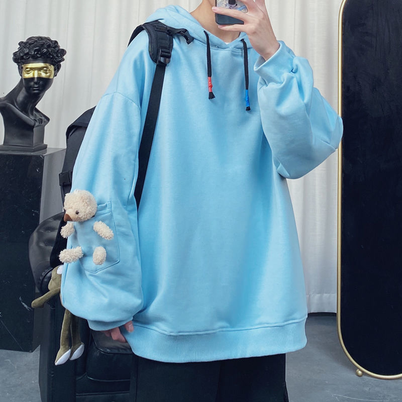 

2021 New Fashion Brand Male Casual Sweatshirts Men' Solid Color Hoodies Sweatshirt Tops 9bol, White