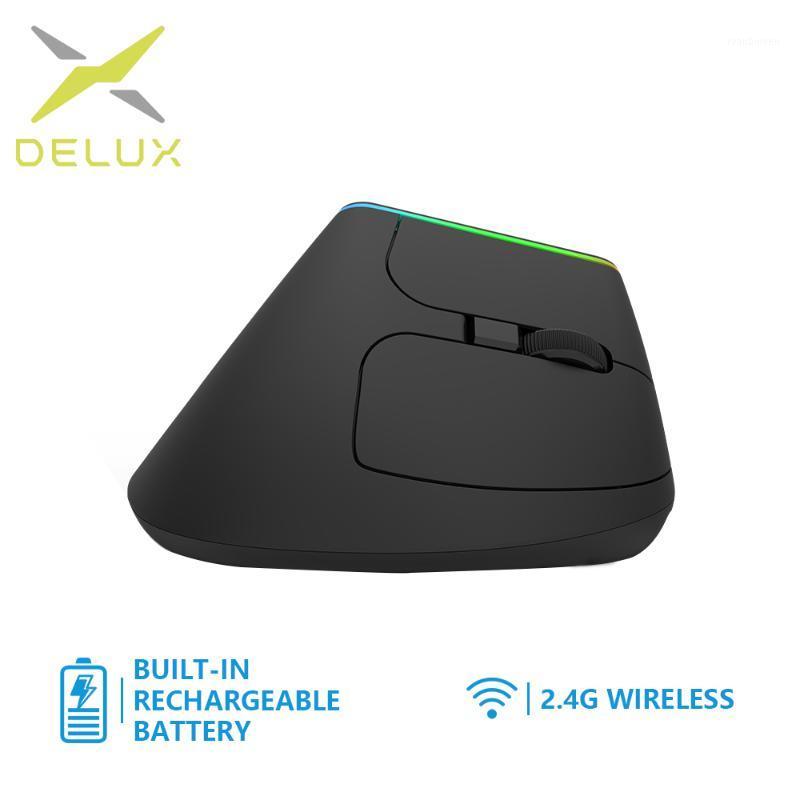 

Mice Delux M618D Ergonomic Vertical Mouse Rechargeable Wireless 2.4GHz Gaming RGB 1600 DPI For PC Laptop1
