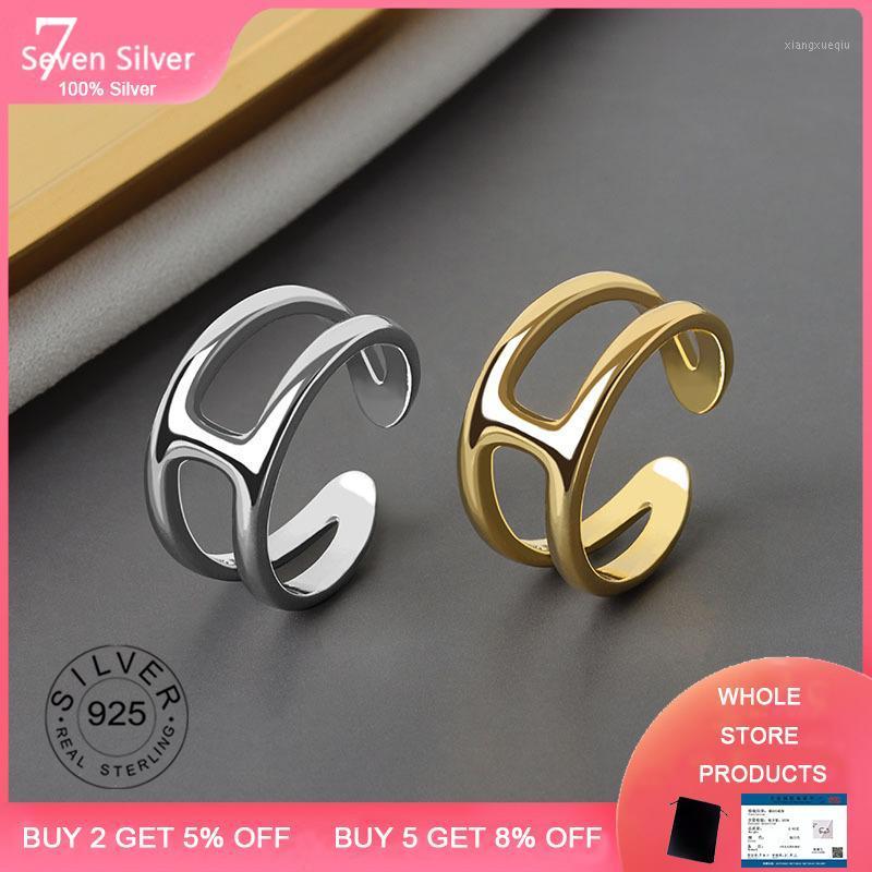 

Cluster Rings 925 Sterling Silver For Women Gold Color INS Open Adjustable Hollowout Fashion Jewelry Engagement Ring Accessory, Golden;silver