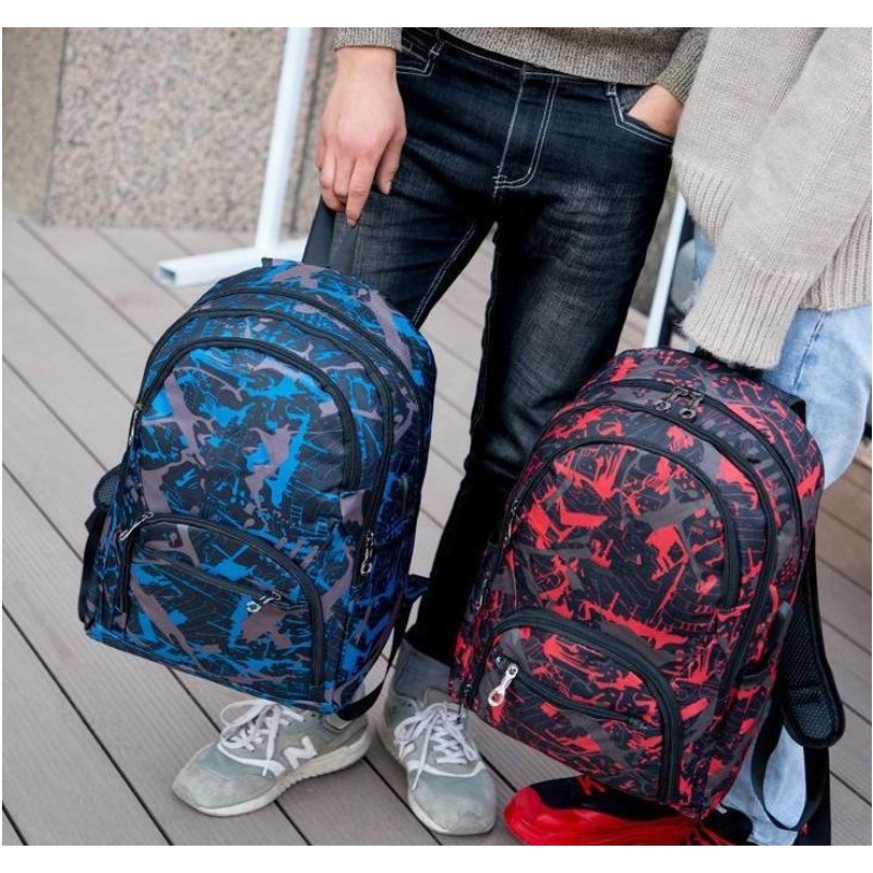 

2021 Cheap outdoor bags camouflage travel backpack computer bag Oxford Brake chain middle school student bag many colors, Blue