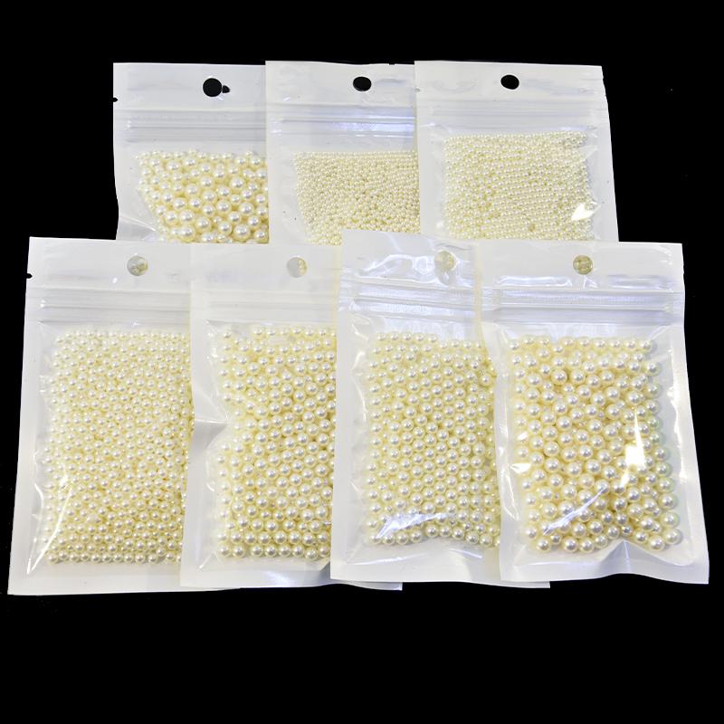

120-1200PCS/pcs Nail Art Pearl Rhinestone Beard Decoration 2MM/3MM/4MM/5MM/6MM/7MM/Mixed-Size Round Pearl White/Beige Nail