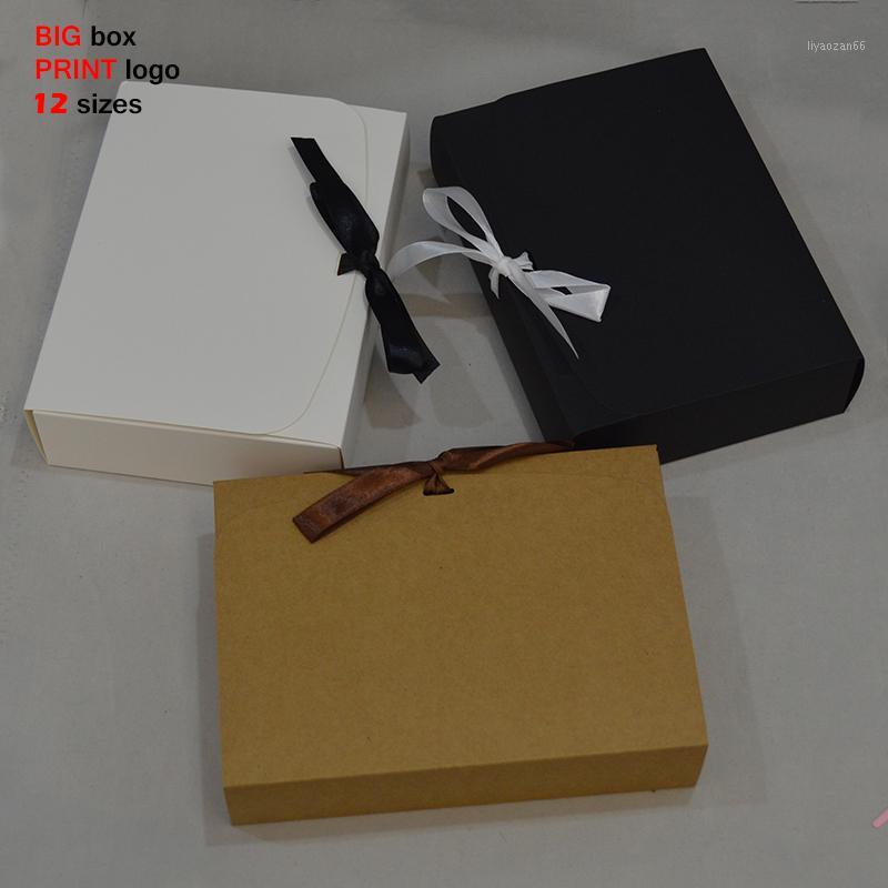 

10pcs Large Gift Box With Ribbon Big Craft Box Wedding Favors boxes Cake Package White Black Paper Gift Large For Party1