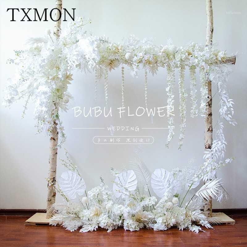 

Elegant Wedding Props White Theme Floral Simulation Flower Silk Flowers Arch Weddings Scene Layout Stage Background Decoration1