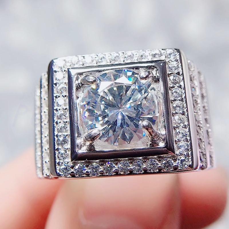 

Cluster Rings Per Jewelry Men Ring Moissanite Square Style 2ct Gemstone 925 Sterling Silver Fine Q2042932, Golden;silver