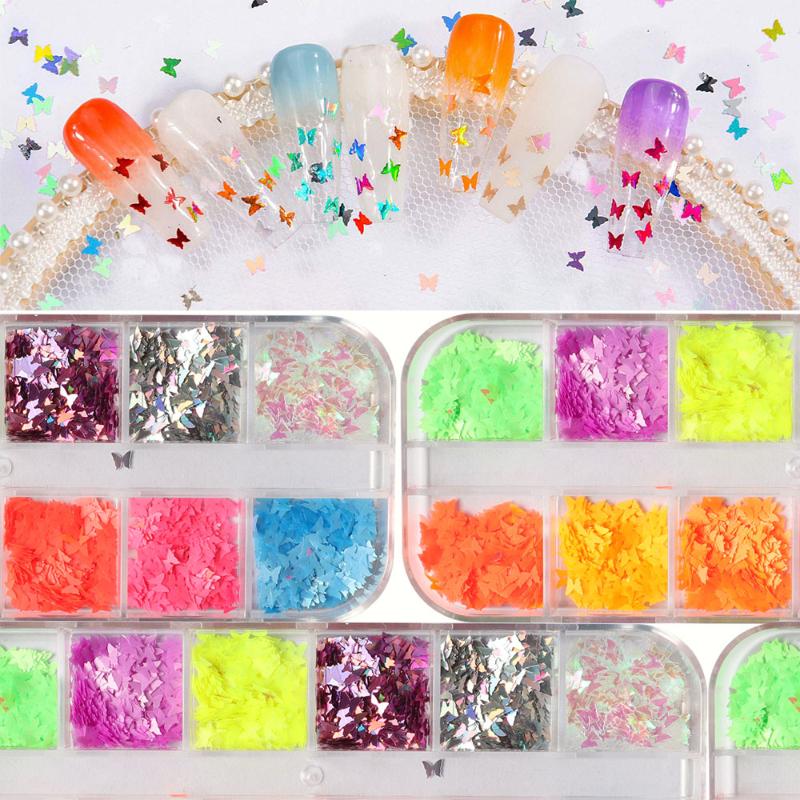 

glitter Sequins 3D Holographic Butterfly Nail Glitter 12 Color Nail Sequins Laser Butterfly NailSequin