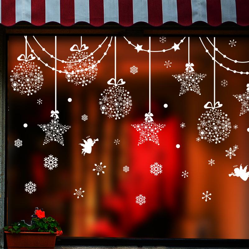 

Stars Snowflakes Angel Glass Stickers DIY Christmas Festival Wall Decals for Living Room Window Decoration