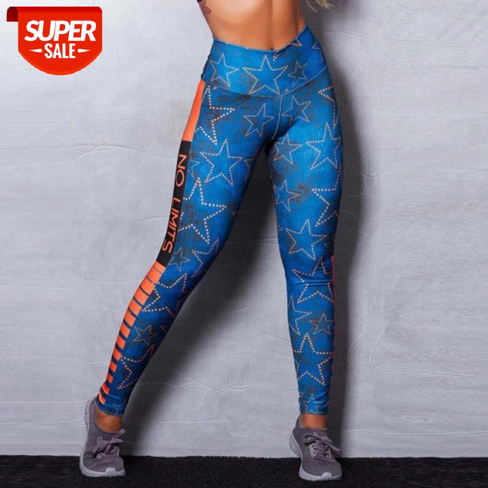 

Hollow Star Pattern Printing Fitness Sportswear Elastic Force Leggings Vintage Blue High Waist Breathable Polyester Leggings #N28Y, Black;white