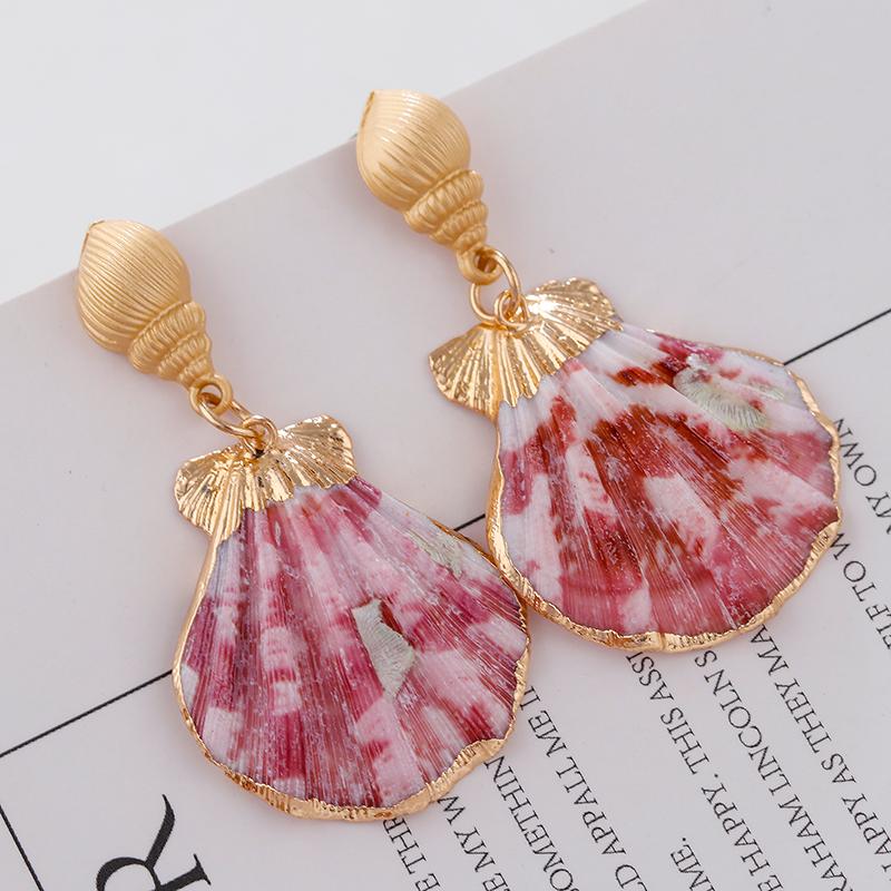 

AENSOA Natural Pink Shell Drop Earring Brand Earring Colored Seashell Pendant Dangle Earrings For Women Fashion 2020 Accessories