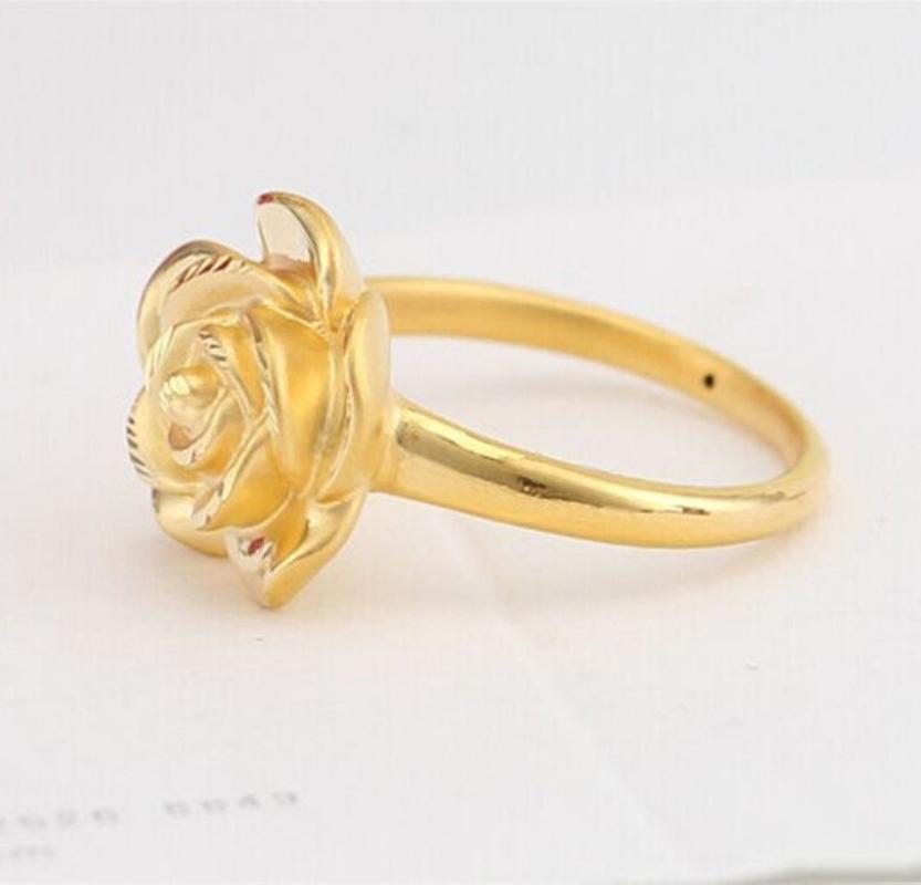 

Authentic 999 24K Yellow Gold Ring 3D Rose Design Ring Band 1pcs Size: 5&7