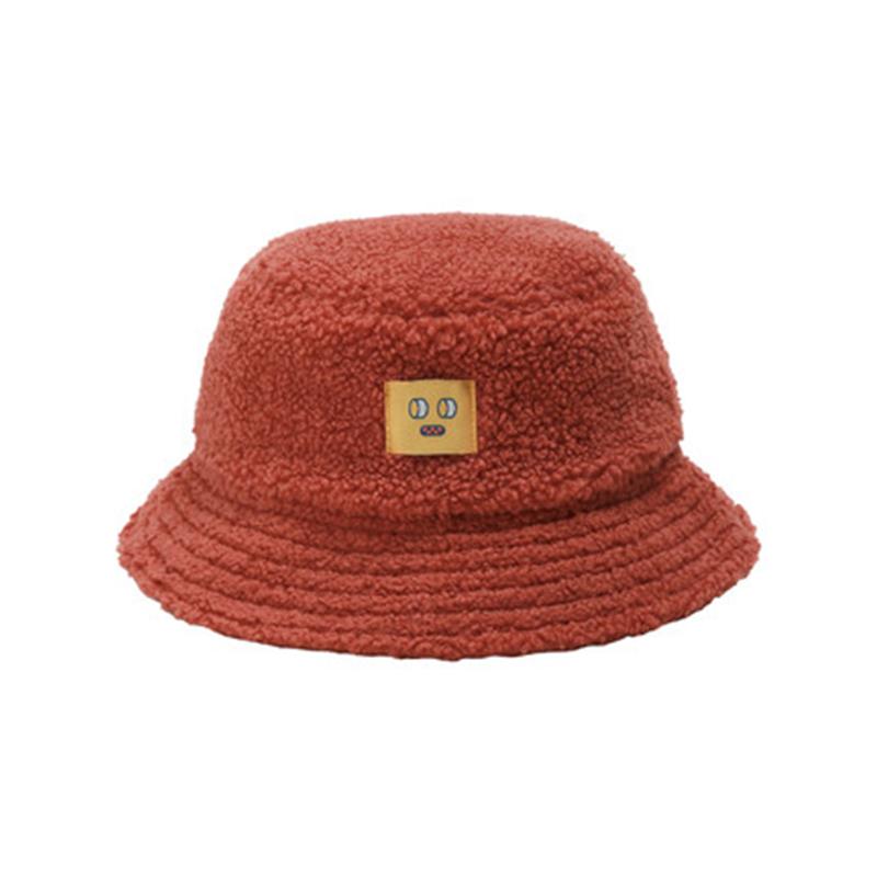 

Vojefeb Plush flat top new thick warm basin hat solid color literary female plush hat autumn and winter, Brown