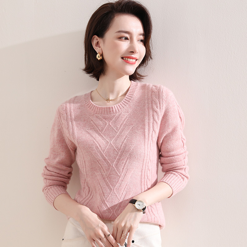 

Autumn nightgown 100% pure knitted cashmere pullovers the neck high quality female fashion tops standard clothes, White