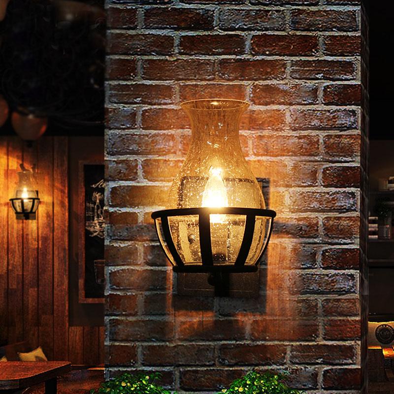 

Simple retro loft wall lamp restaurant entrance bedroom warehouse stair corridor sconce American light fixture YHJ020109