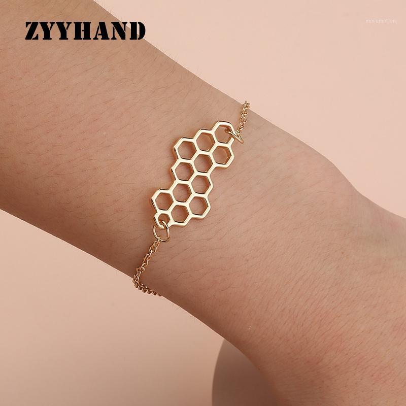 

Golden Color Alloy HoneyComb Bracelet Women Bee Nest Cross Chain Girl Sexy Trendy Casual Style Lady Jewelry1