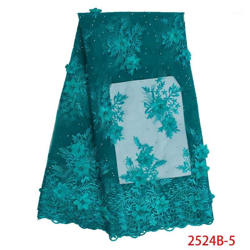 

High Quality Nigerian Tulle Lace Fabrics Latest 3D African Lace Fabric French Net Fabric with Flowers for Bride KS2524B1