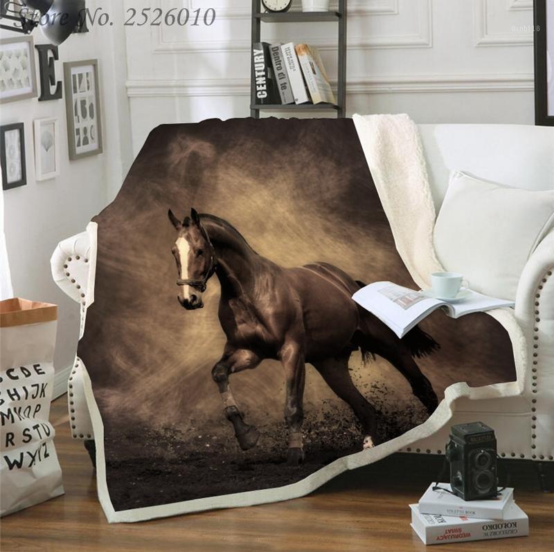 

Throw Blanket Galloping Horses 3D Velvet Plush Blanket Bedspread for Kids Girls Sherpa Couch Quilt Cover Travel 021