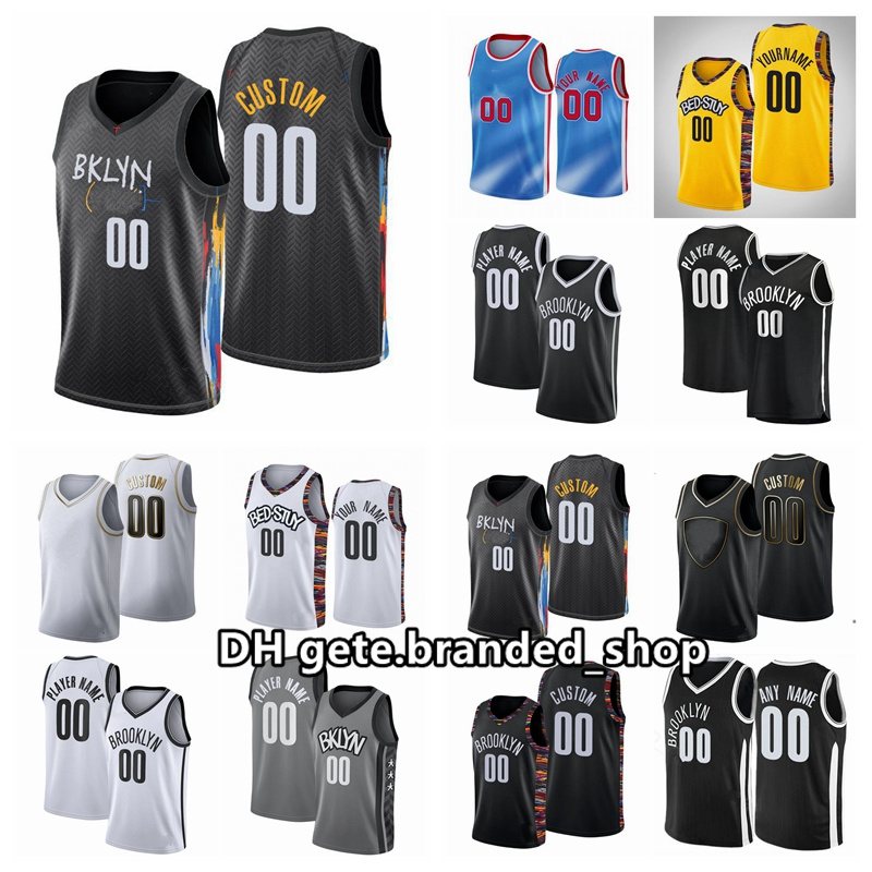 

Custom Print Basketball Kevin Durant Jersey Kyrie Irving DeAndre Caris LeVert Spencer Dinwiddie Black White City Finished Earned Edition, Black;red