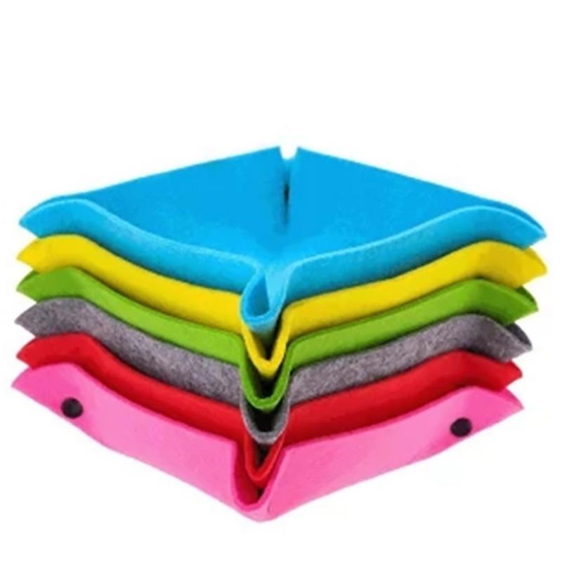 

8 Kinds Colors Fabric Felt Folding Square Dice Tray Portable Quadrilateral Dice Box For Board Games Storage 25*25cm