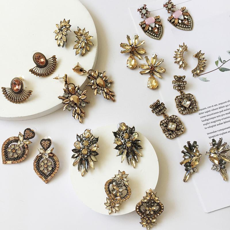 

Ztech 30 Champagne Gold Shiny Glass Crystal Ear Earrings For Women Wedding Dangle Drop Crystal Earring Vintage Party Jewelry1