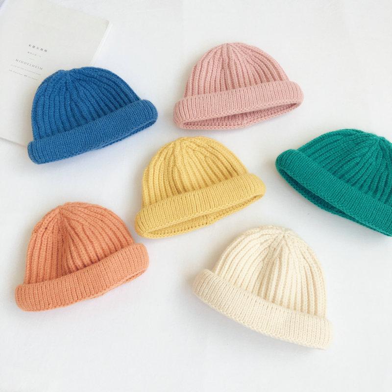 

Candy-colored children's Infant Toddler baby hat Winter Baby Beanie Warm Hat for Boys Girls Cute Soft Cotton Knitted, Orange