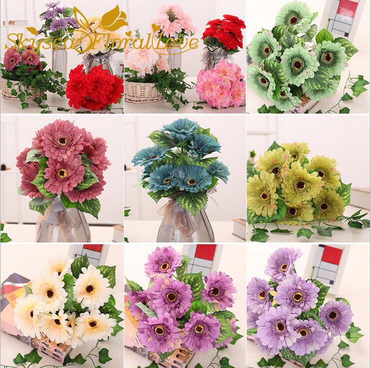 

Wedding decoration gerbera peony artificial flowers home decoration silk flowers diy fake, Blue