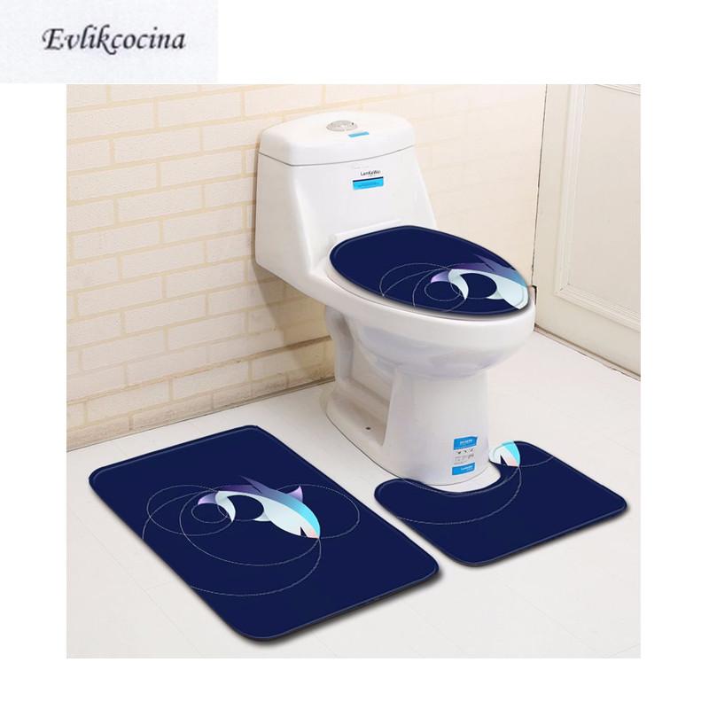 

Free Shipping 3pcs 3D Dolphins Banyo Paspas Bathroom Carpet Toilet Bath Mats Set Non Slip Pad Tapis Salle De Bain Alfombra Bano