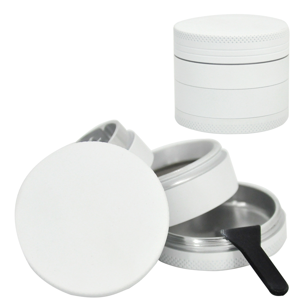 

TOPPUFF White Aluminum Metal Tobacco Herb Grinder With Skin Friendly Design 50MM 4 Piece Metal Smoking Herbal Grinders