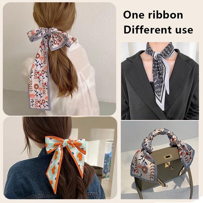 

Hair Clips & Barrettes Cute Floral Chiffon Ribbons Scarf For Women Korean Girls Flower Hairbands Scrunchies Holder Accessories, Golden;silver